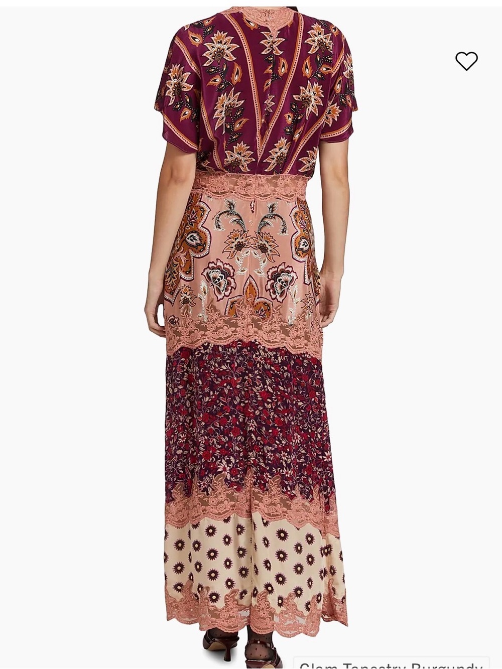 FARM Rio Mixed Paisley Tiered Lace-Trim Maxi Dress in Pink and Purple - Picture 5 of 7